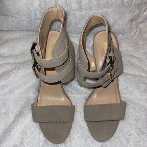Nine West Nude Ankle Strap Heels, Size 9.5M, New